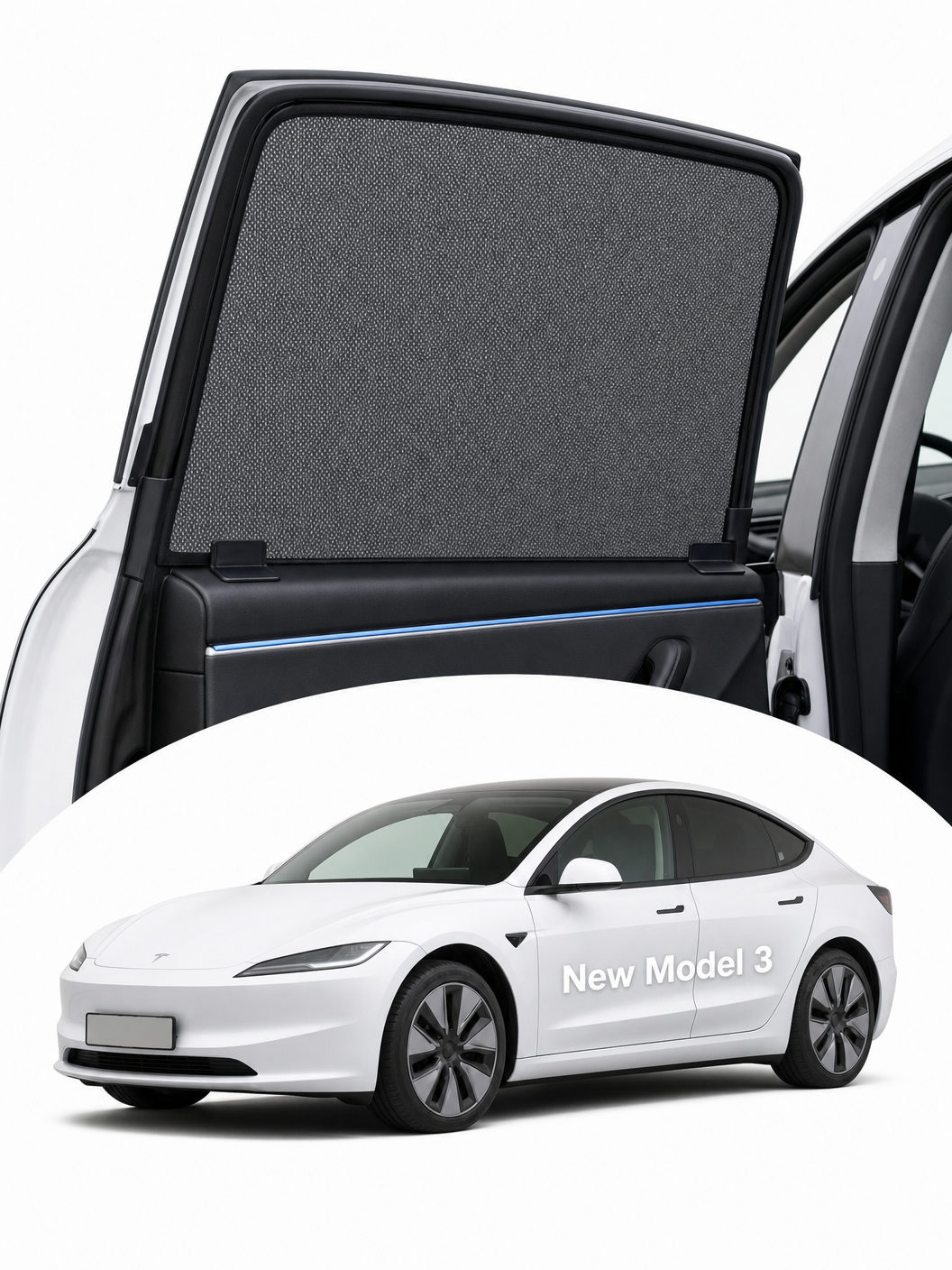 Tesla New Model 3 2023+ Frameless Door Sunshade product image